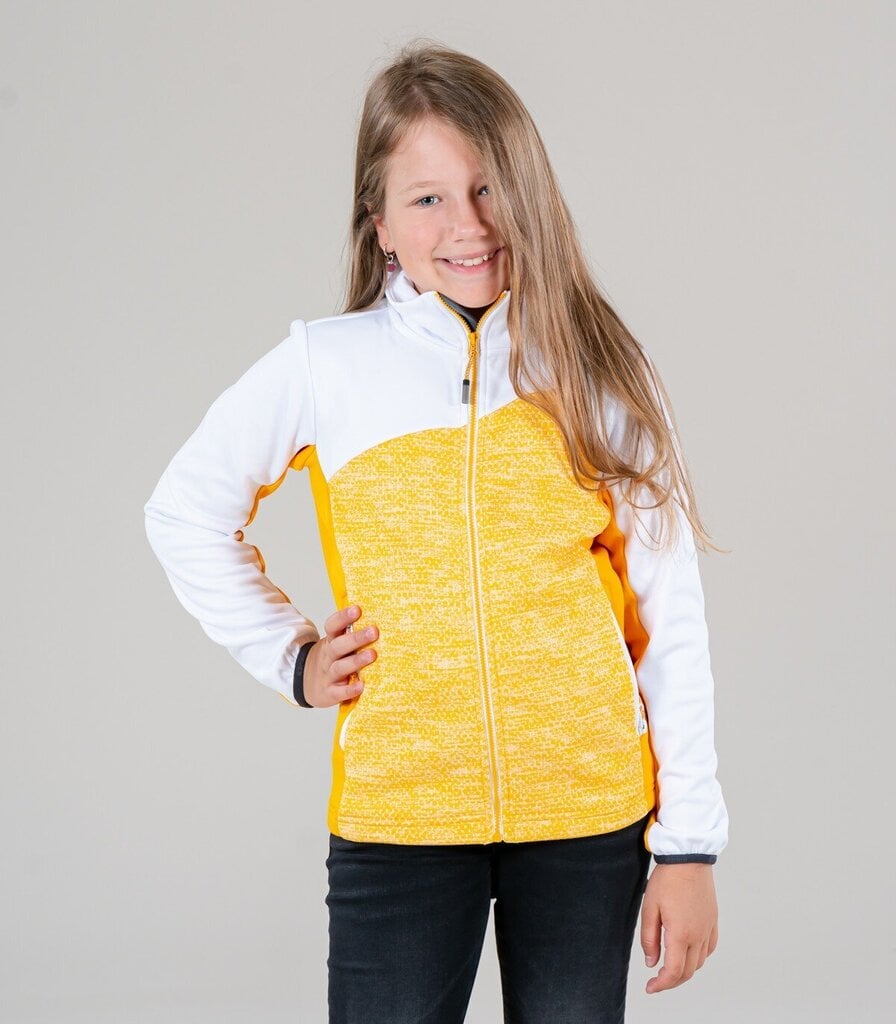 Icepeak laste jakk Korbach 51740-2*438, kollane/valge 6438522634528 hind ja info | Tüdrukute kampsunid, vestid ja jakid | kaup24.ee