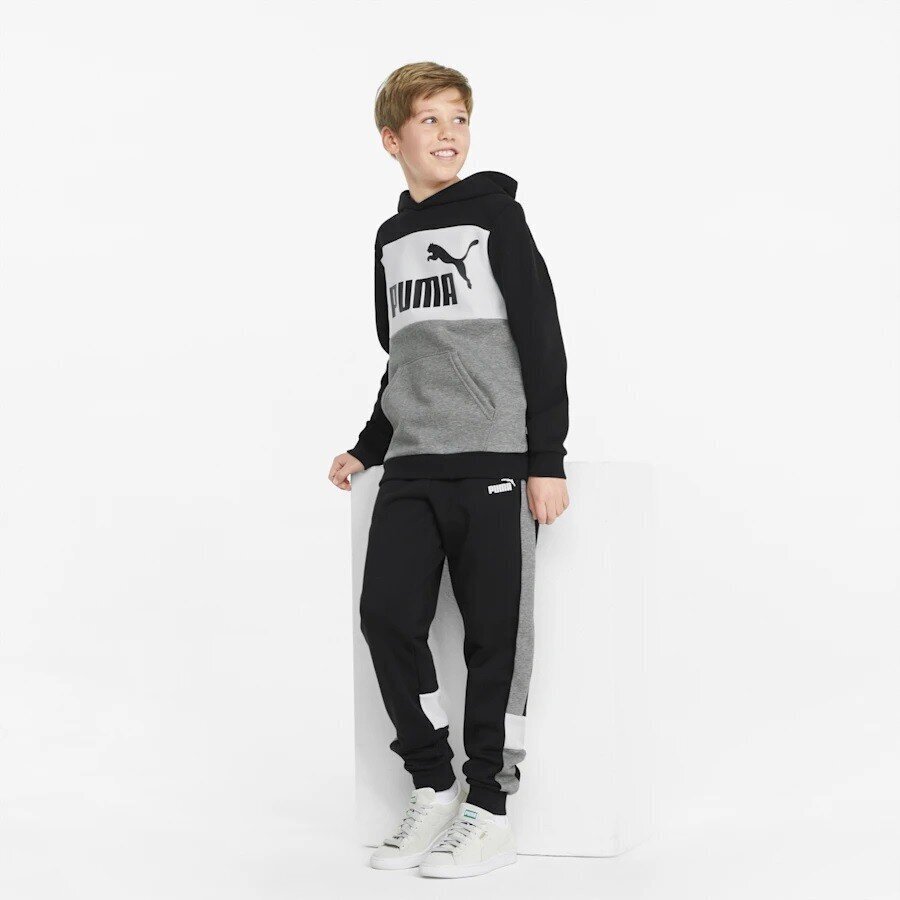 Puma laste dressipüksid Essentials+ Colourblock 849083*01, must 4064535821567 цена и информация | Poiste püksid | kaup24.ee