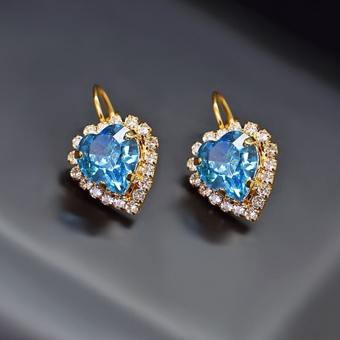 Naiste kõrvarõngad DiamondSky Heart of The Ocean Swarovski kristallidega hind ja info | Kõrvarõngad | kaup24.ee