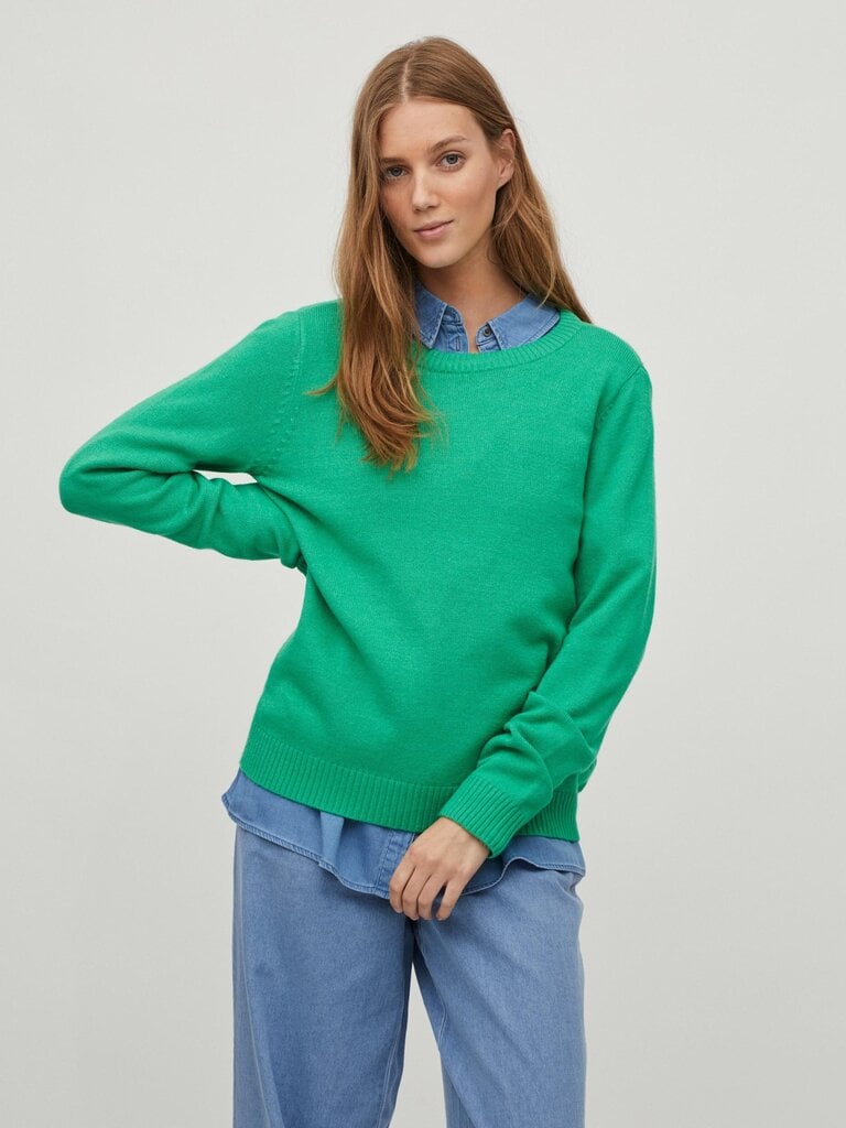 Vila naiste pullover 14054177*05, roheline/kel 5715309573968 цена и информация | Naiste kampsunid | kaup24.ee