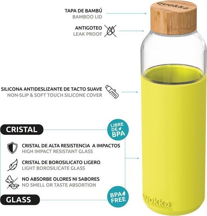 Klaasist ümar silikoonkaanega joogipudel 660ml цена и информация | Joogipudelid | kaup24.ee