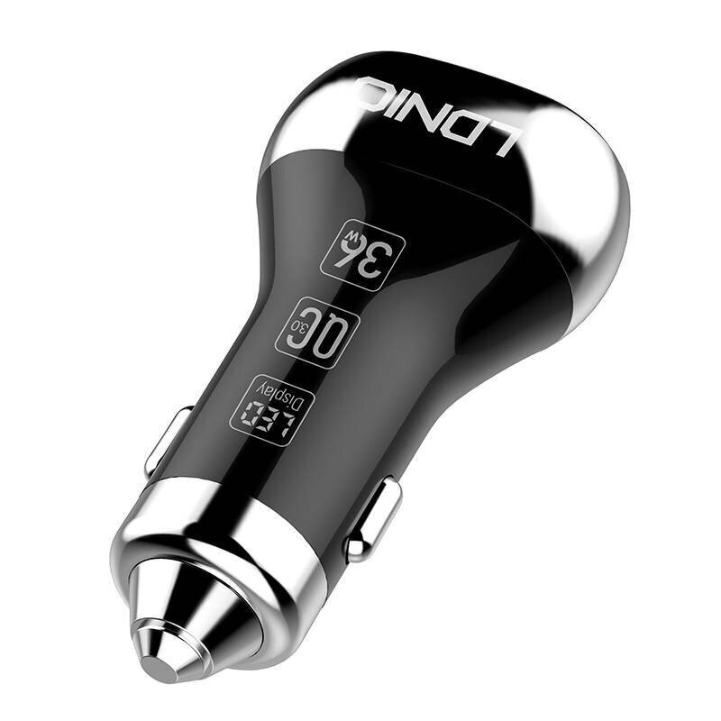 Car charger LDNIO C2, 2x USB, QC 3.0, LED, 36W (black) цена и информация | Mobiiltelefonide laadijad | kaup24.ee