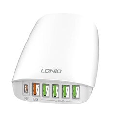 Зарядное устройство для телефона LDNIO A6573C, 5x USB, 65Вт, 1.5 м (white) цена и информация | Зарядные устройства для телефонов | kaup24.ee