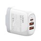 GaN charger LDNIO A3511Q, 2x USB + USB-C, 65W (white) цена и информация | Mobiiltelefonide laadijad | kaup24.ee