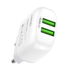 Wall charger LDNIO A2219, 2x USB, 2.4A (white) hind ja info | Mobiiltelefonide laadijad | kaup24.ee