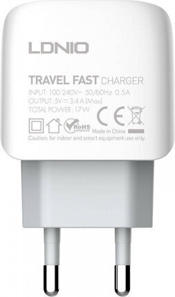 Ldnio Wall charger A3312, 3x USB, 17W (white) цена и информация | Mobiiltelefonide laadijad | kaup24.ee