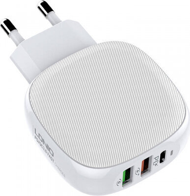 Ldnio Wall charger A3510Q, 2x USB + USB-C, PD + QC 3.0, 32W (white) hind ja info | Mobiiltelefonide laadijad | kaup24.ee