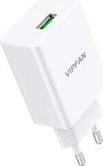 Vipfan E03 wall charger, 1x USB, 18W, QC 3.0 + USB-C cable (white) hind ja info | Mobiiltelefonide laadijad | kaup24.ee