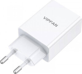 Vipfan E03 network charger, 1x USB, 18W, QC 3.0 + Lightning cable (white) hind ja info | Mobiiltelefonide laadijad | kaup24.ee