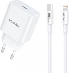 Vipfan E04 wall charger, USB-C, 20W, QC 3.0 + Lightning cable (white) hind ja info | Vipfan Mobiiltelefonid, foto-, videokaamerad | kaup24.ee