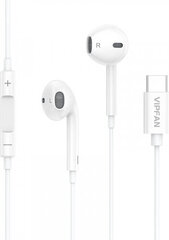 Vipfan M14 wired in-ear headphones, USB-C, 1.1m (white) hind ja info | Kõrvaklapid | kaup24.ee