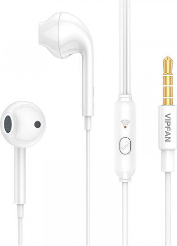 Vipfan M15 wired in-ear headphones, 3.5mm jack, 1m (white) цена и информация | Kõrvaklapid | kaup24.ee