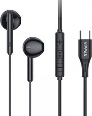 Vipfan M18 wired in-ear headphones, USB-C (black) цена и информация | Наушники | kaup24.ee