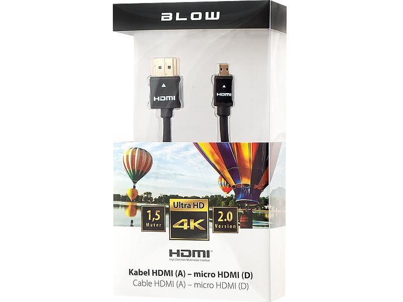 Blow 92-673, HDMI/Micro HDMI, 1.5 m цена и информация | Kaablid ja juhtmed | kaup24.ee