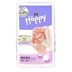 Mähkmed Happy Micro (600-1200 g), 30 tk цена и информация | Подгузники | kaup24.ee