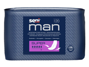 Урологические прокладки Seni Man Super для мужчин, 20 шт. цена и информация | Подгузники, прокладки, одноразовые пеленки для взрослых | kaup24.ee