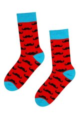 Мужские элегантные хлопковые носки красного цвета с изображением джентльменских усов чёрного цвета PELLE  цена и информация | Meeste sokid | kaup24.ee