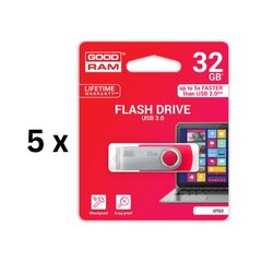 Mälupulk USB 3.0 GOODRAM UTS3 32GB, punane sp. pakis 5 tk. hind ja info | GoodRam Arvutid ja IT- tehnika | kaup24.ee