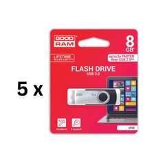 Mälupulk USB 3.0 GOODRAM UTS3 8GB, must sp. pakis 5 tk. hind ja info | Mälupulgad | kaup24.ee