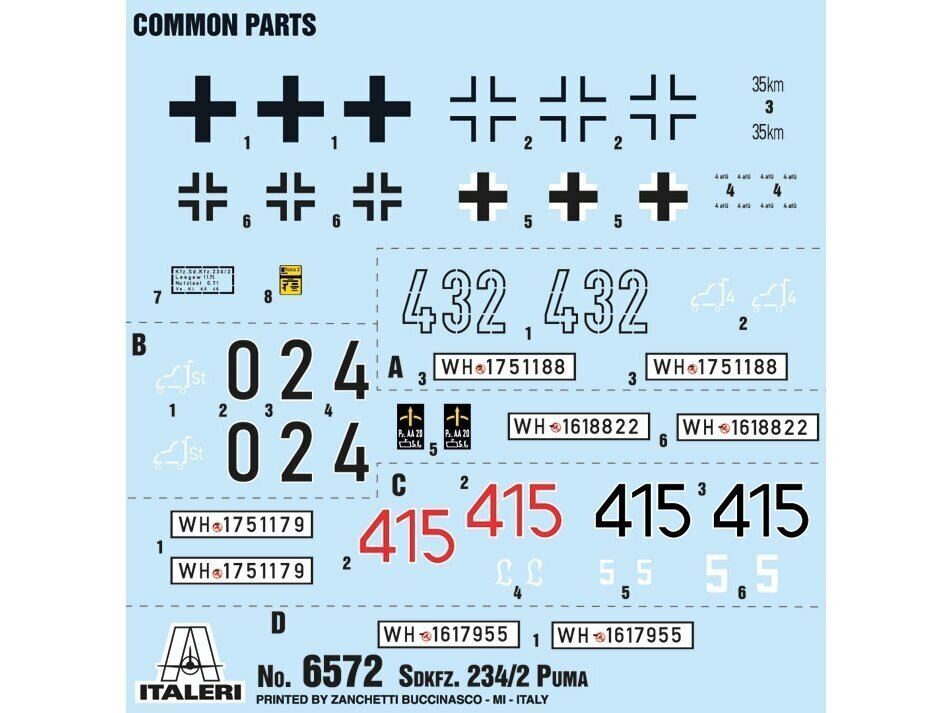 Italeri - Sd.Kfz.234/2 puma, 1/35, 6572 цена и информация | Klotsid ja konstruktorid | kaup24.ee