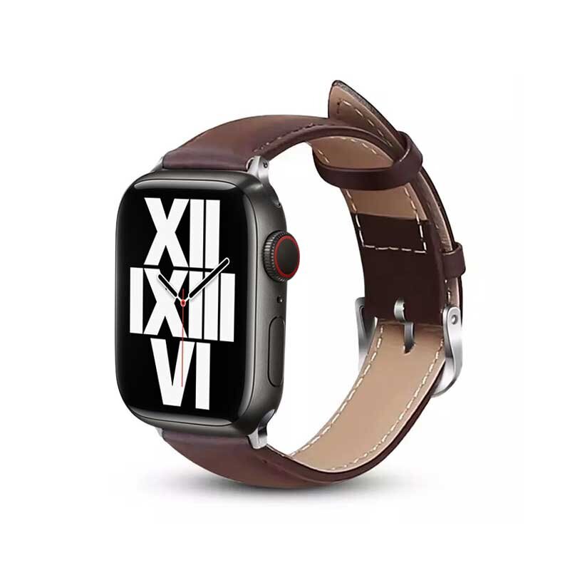 Crong Noble Band ehtsast nahast rihm Apple Watchile 42/44/45mm, pruun цена и информация | Nutikellade ja nutivõrude tarvikud | kaup24.ee