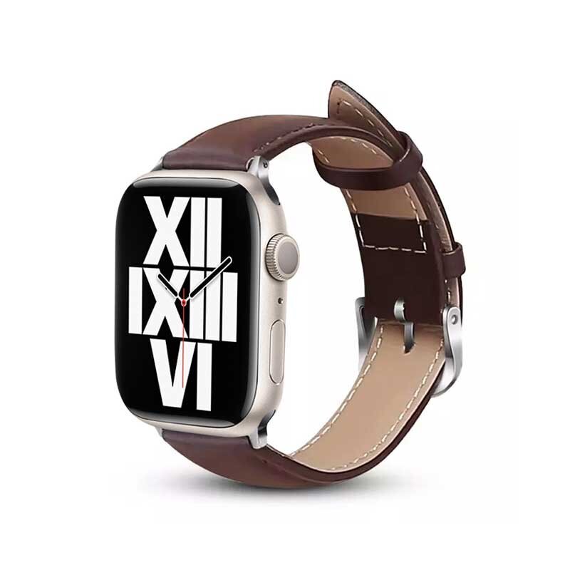 Crong Noble Band ehtsast nahast rihm Apple Watchile 42/44/45mm, pruun цена и информация | Nutikellade ja nutivõrude tarvikud | kaup24.ee