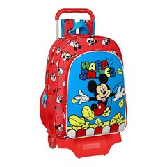 Ratastega koolikott Mickey Mouse Clubhouse Happy Smiles Punane Sinine (33 x 42 x 14 cm) цена и информация | Школьные рюкзаки, спортивные сумки | kaup24.ee