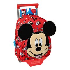 Ratastega koolikott Mickey Mouse Clubhouse Happy Smiles Punane Sinine (28 x 34 x 10 cm) hind ja info | Koolikotid, sussikotid | kaup24.ee