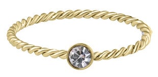 Troli Позолоченное кольцо из скрученной стали с прозрачным цирконом Золото цена и информация | Кольцо | kaup24.ee