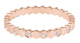 Дизайнерское кольцо из позолоченной стали с прозрачными цирконами из розового золота Troli цена и информация | Кольцо | kaup24.ee