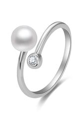 Открытое серебряное кольцо с настоящим жемчугом и цирконом Beneto AGG469P цена и информация | Кольцо | kaup24.ee