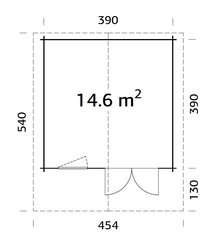 Aiamaja Britta 14,6 m² varikatusega цена и информация | Садовые сараи, дровницы | kaup24.ee