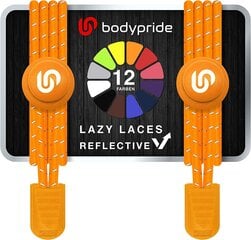 Bodypride ümarad kummist kingapaelad, oranž, helkuriga, 120 cm hind ja info | Rõivaste ja jalatsite hooldus | kaup24.ee