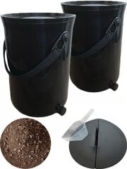 Bokashi Köögikompostri Kahekordne pakend, Skaza Organko 2 Ocean 9.6 L Must, 1kg Bokashipuru цена и информация | Уличные контейнеры, контейнеры для компоста | kaup24.ee