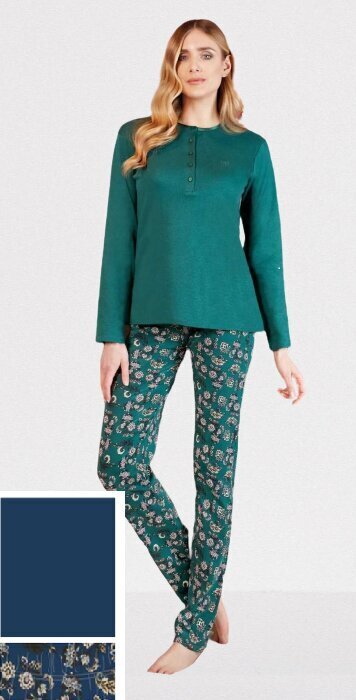 Naiste pidžaama pikkade pükstega Nottingham mod. PG38107 (tumesinine) цена и информация | Öösärgid, pidžaamad | kaup24.ee