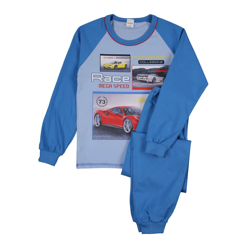 Poiste pidžaama, sinine, võidusõiduauto, Tup Tup Tup hind ja info | Poiste hommikumantlid ja pidžaamad | kaup24.ee