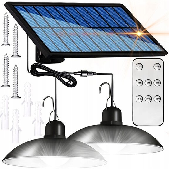Tänavalatern x 2 3,5 W 90 lm töötab päikeseenergial, pult hind ja info | Aia- ja õuevalgustid | kaup24.ee