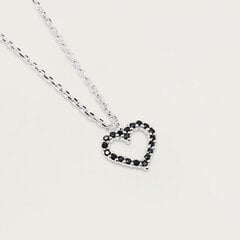 Нежное серебряное колье с сердечком PD Paola Black Heart Silver CO02-221-U (цепочка, кулон) цена и информация | Украшения на шею | kaup24.ee