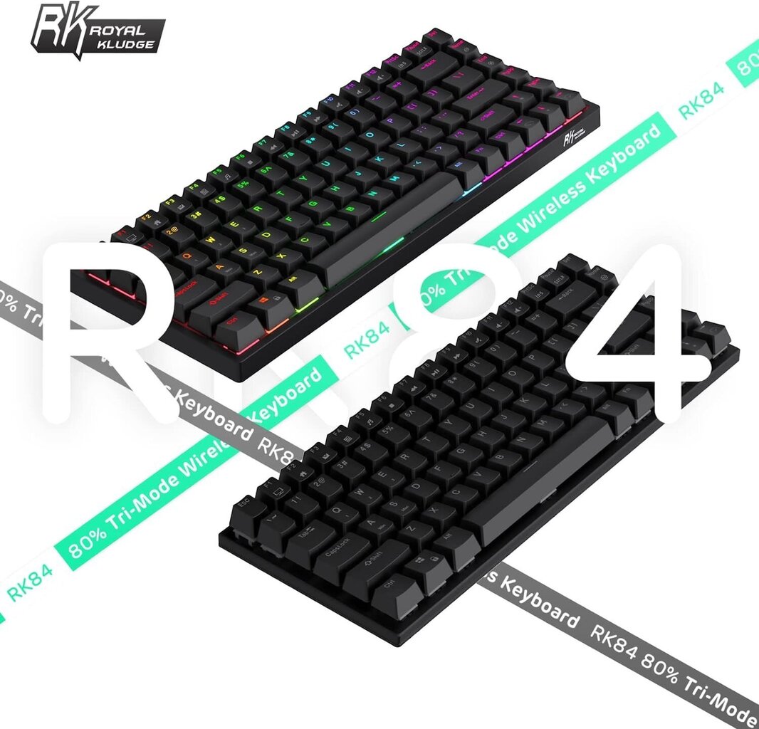 Royal Kludge RK84 TKL klaviatuur | 75%, Hot-swap, Red Switches, US, must hind ja info | Klaviatuurid | kaup24.ee