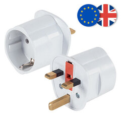 Adapter (pistik Ühendkuningriigi pistikupesade jaoks) цена и информация | Адаптеры и USB-hub | kaup24.ee