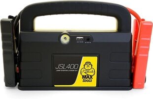 Maxtools JSL400, профессиональный аварийный стартер 2400-a-lithium для больших дизельных и бензиновых транспортных средств с 12 В, мощный и безопасный бустер 12 В, банк мощности с USB и кабелем помощи, 800A цена и информация | Зарядные устройства | kaup24.ee