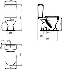 Wc pott Eurovit IdealStandard, alumine sisselaskeava, vertikaalne väljalaskeava, Soft Close prill-laud hind ja info | WС-potid | kaup24.ee