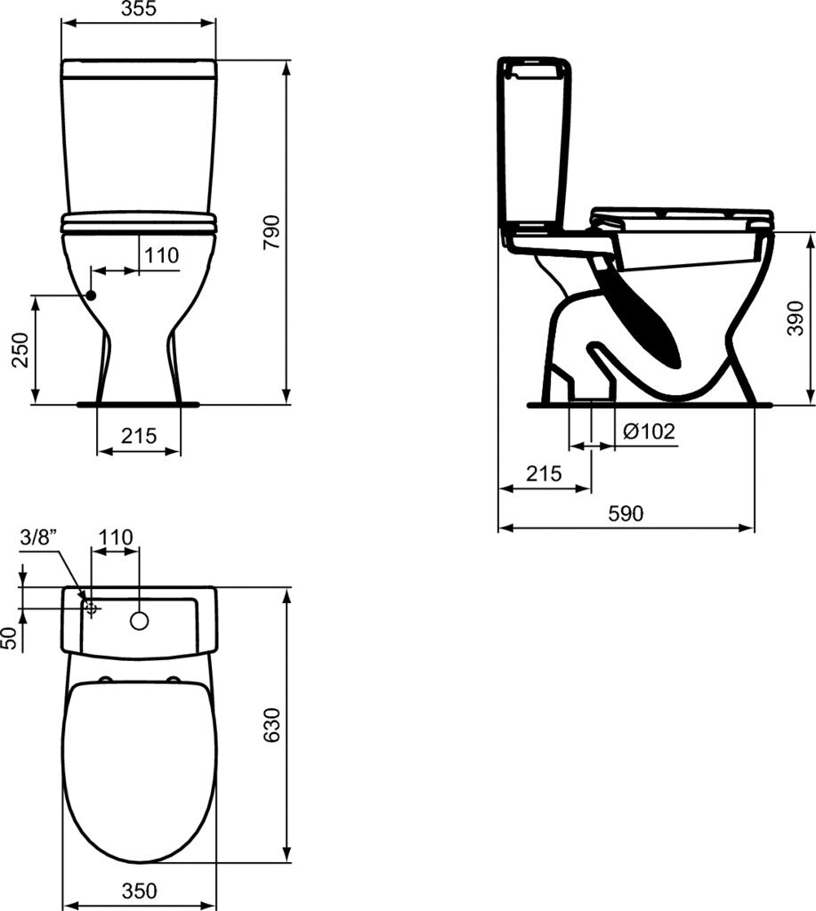 Wc pott Eurovit IdealStandard, alumine sisselaskeava, vertikaalne väljalaskeava, Soft Close prill-laud hind ja info | WС-potid | kaup24.ee