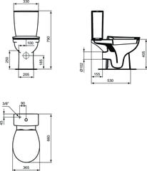 Wc pott Eurovit IdealStandard, alumine sisselaskeava, horisontaalne väljalaskeava, Soft Close prill-laud hind ja info | WС-potid | kaup24.ee