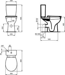 Wc-pott Eurovit+, külgmine sisselaskeava, 4,5/3l, Soft Close prill-laud hind ja info | WС-potid | kaup24.ee