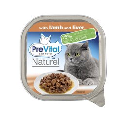 Kassikonserv Prevital Naturel lamba-ja maksatükid kastmes, 100 g hind ja info | Konservid kassidele | kaup24.ee