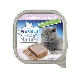 Kassikonserv Prevital Naturel lõhe-ja forellipasteet, 100 g hind ja info | Konservid kassidele | kaup24.ee