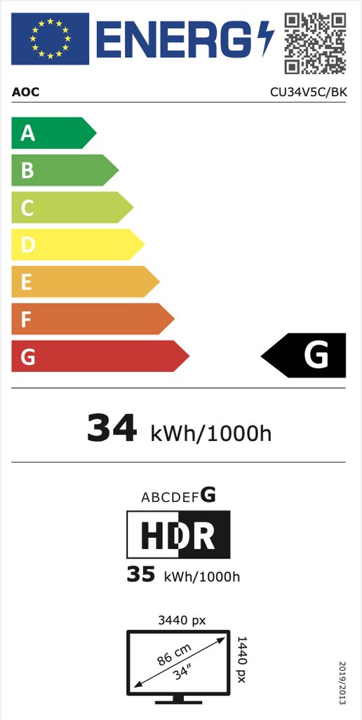 AOC V5 CU34V5C 34" Wide Quad HD LED CU34V5C/BK hind ja info | Monitorid | kaup24.ee