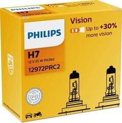 Philipsi pirn H7 12V 55W PX26d Vision +30%, Duo, 12972PRC2 hind ja info | Philips Autokaubad | kaup24.ee