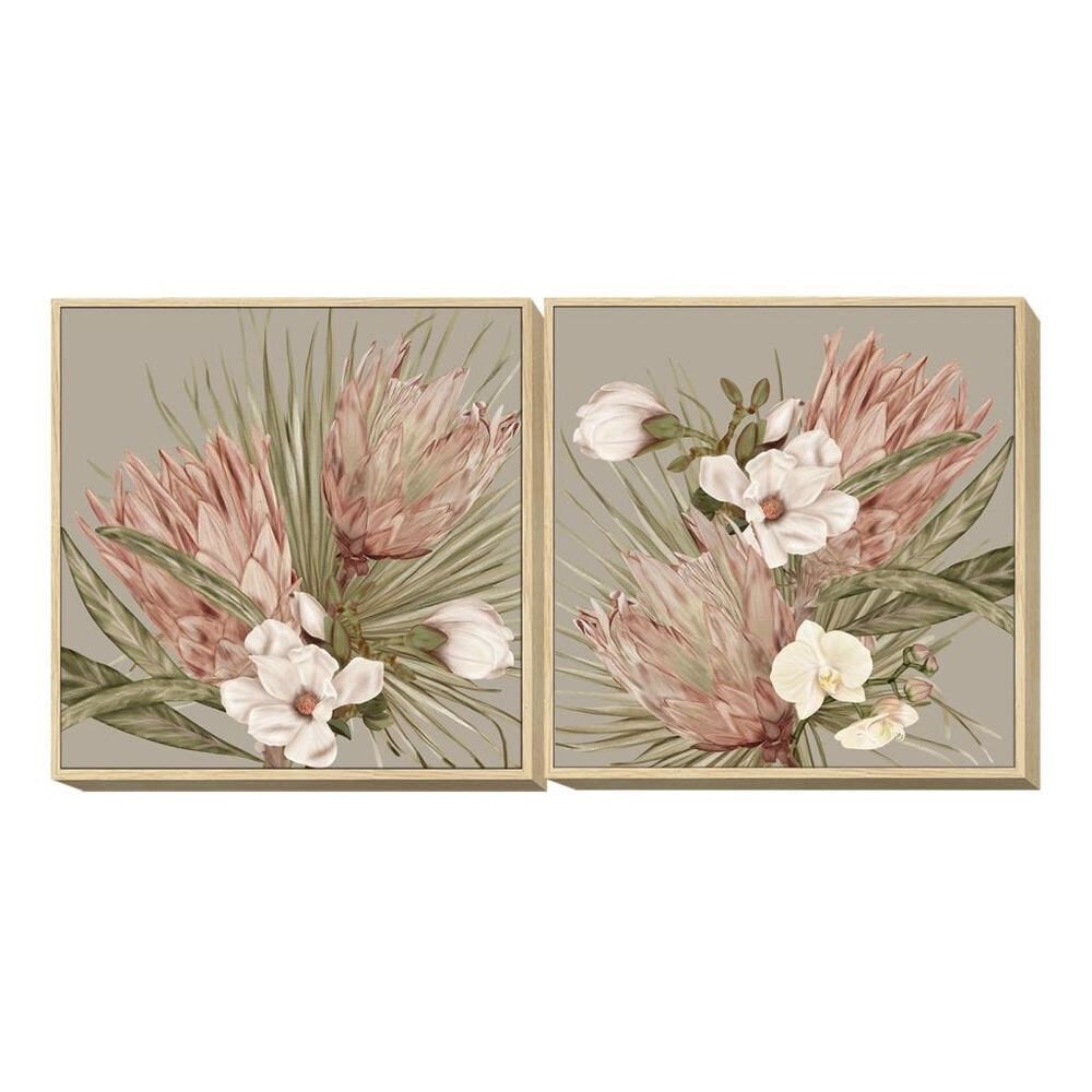 Maal DKD Home Decor polüstüreen Kwiaty Kangas (2 pcs) (70 x 4 x 70 cm) цена и информация | Seinapildid | kaup24.ee